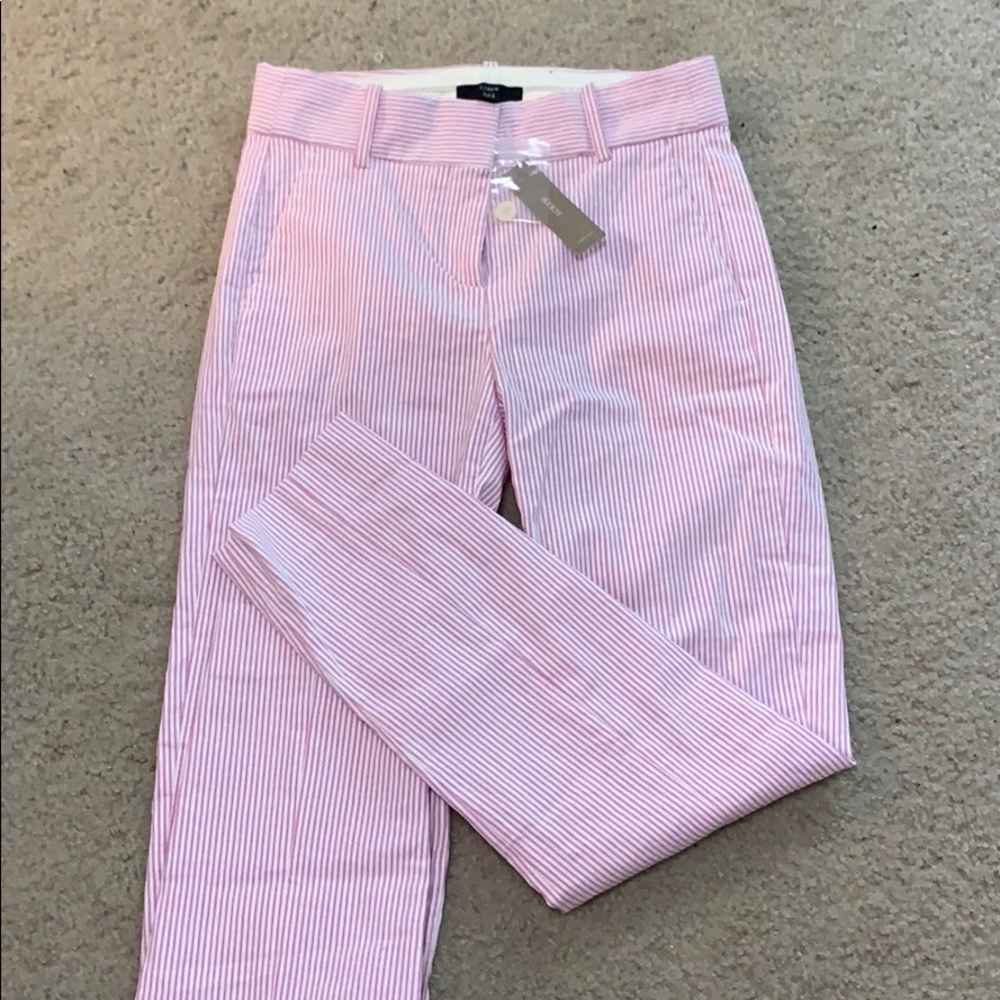 J.Crew Cameron Slim Crop Pant in Pink/White Stripe